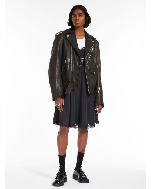 Sportmax Black Logo Leather Jacket