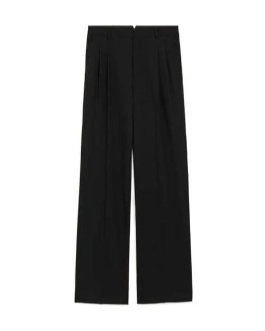 AMI Black Low Waist Wide Trousers for men
