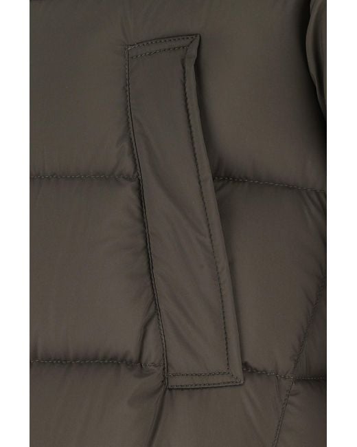 Herno Gray Patch Pocket Fur-Trimmed Puffer Coat for men