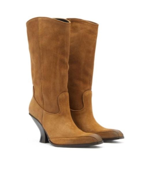 DIESEL Brown Bottines En Daim D-Luffy À Bout Carré