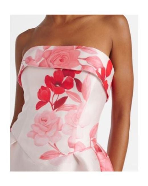 Monique Lhuillier Pink Floral Bustier Dress