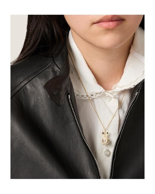 Miu Miu White Metal Necklace With Pendant