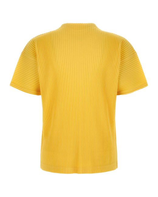 Homme Plissé Issey Miyake Yellow Short-Sleeved T-Shirt for men