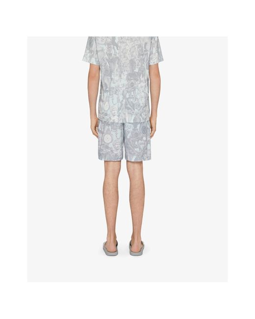 Givenchy Gray Statue-Print Swim Shorts for men
