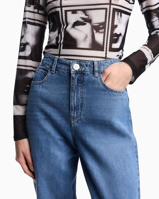 Emporio Armani Blue High-Waisted Straight Jeans
