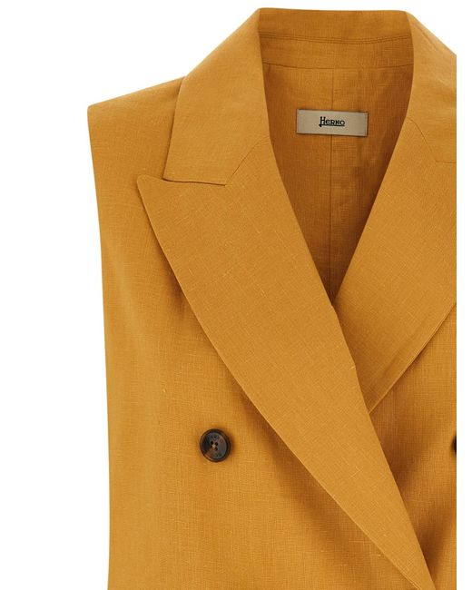 Herno Metallic Double-Breasted Linen Blazer