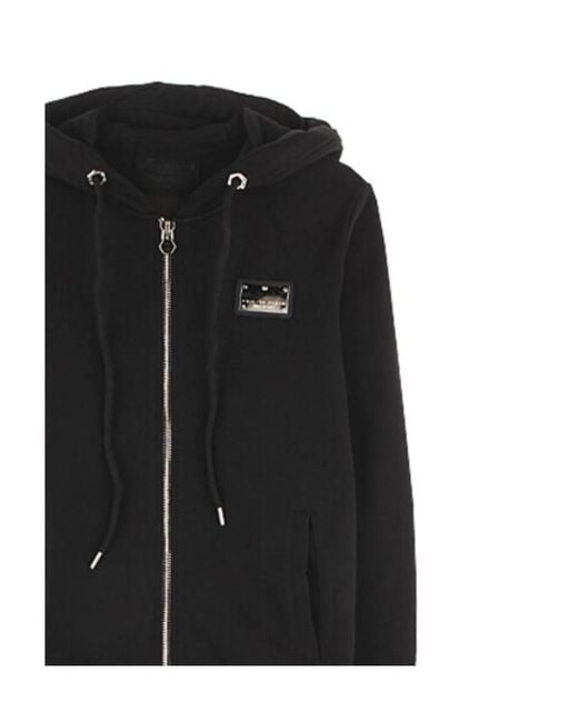 Philipp Plein Black Logo Hooded Casual Jacket for men