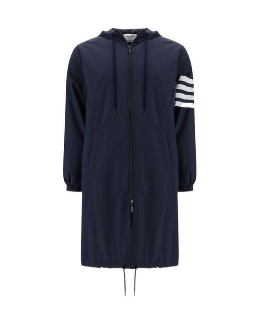 Thom Browne Blue 4-Bar Long Hooded Parka for men