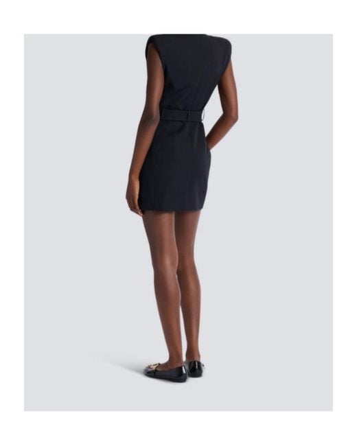Balmain Black Belted Wrap Dress