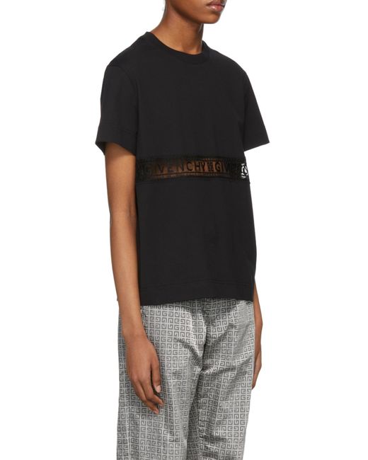 Givenchy Black Logo Lace Detailed Crewneck T-Shirt