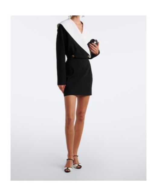 Alessandra Rich Black Wool-Blend Crepe Mini Skirt