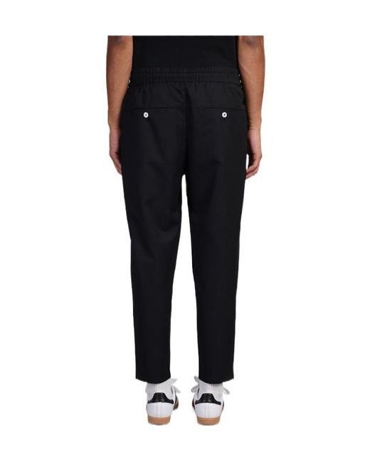 Drole de Monsieur Black Drawstring Twill Cropped Trousers for men