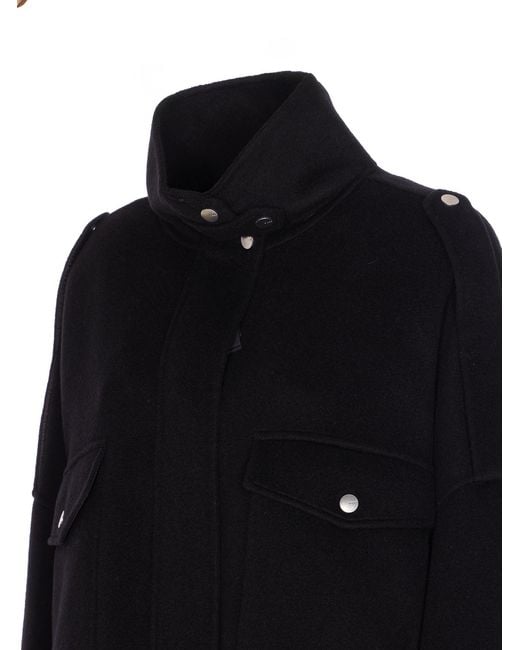 Pinko Black High-Neck Drawstring Hem Jacket