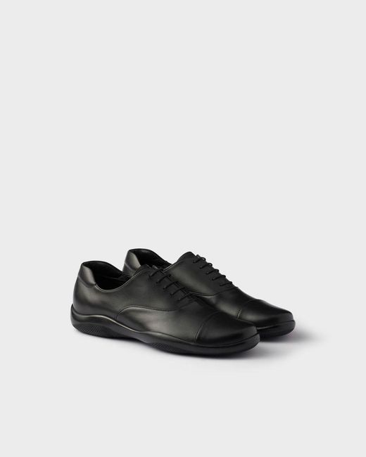 Prada Black Round-Toe Lace-Up Sneakers for men