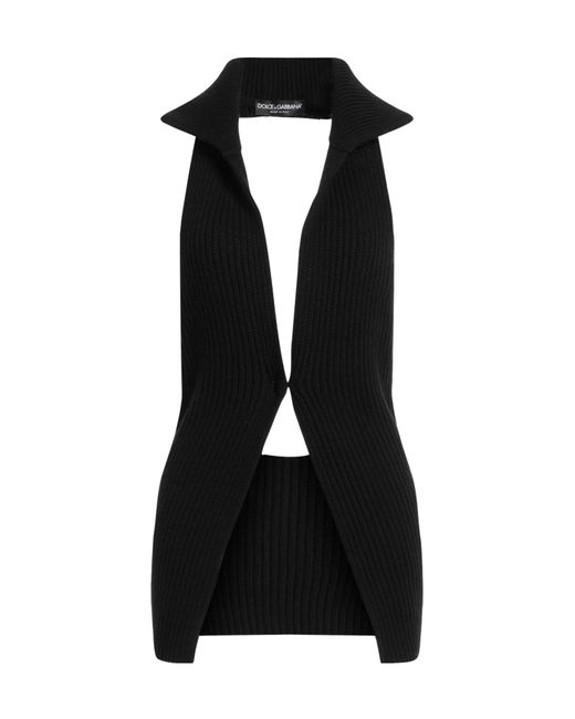 Dolce & Gabbana Black Solid Color Wool Sleeveless Top