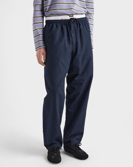 Prada Blue Linen Blend Pants for men