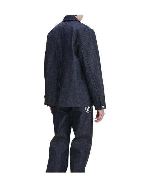 A.P.C. Blue Logo-Detail Chest-Pocket Shirt Jacket for men