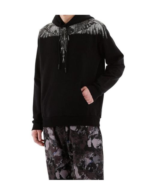 Marcelo Burlon Black Wing Print Hooded Hooded Hoodie for men