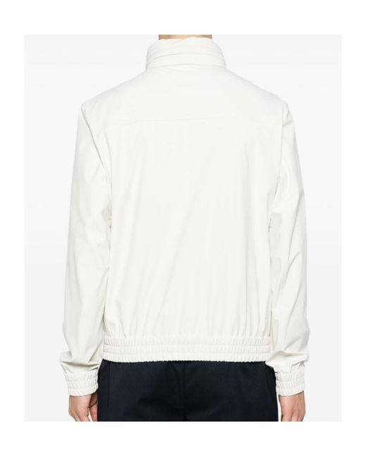 Brunello Cucinelli White High-Neck Zipped Jacket for men