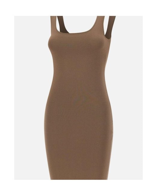Entire studios Brown Square-Neck Knitted Midi Dress