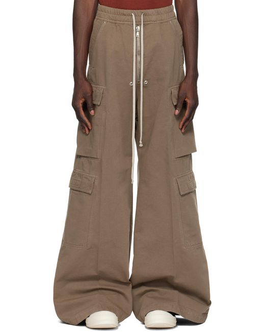 Rick Owens Brown Jumbo Belas Drawstring Cargo Trousers for men