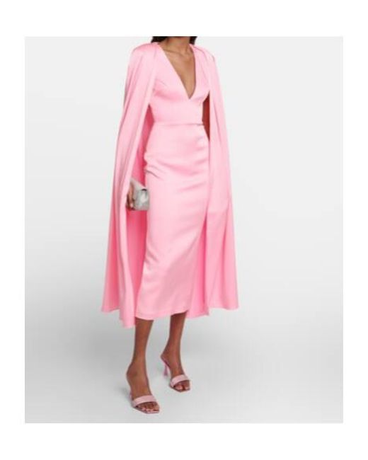 Alex Perry Pink Crepe Shawl Midi Dress