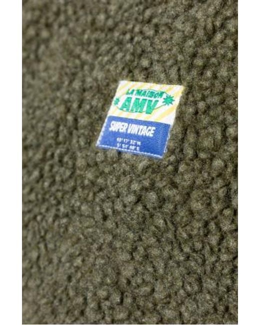 American Vintage Green Furry Logo-Patch Vest for men
