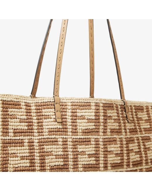 Fendi Large Roll Ff Crochet Tote Bag in Natural | Lyst