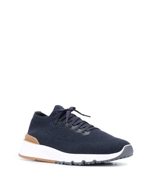 Brunello Cucinelli Blue Knitted Sock Sneakers for men