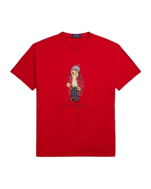 Ralph Lauren Red Polo Classic Fit Polo Bear Jersey T-Shirt for men