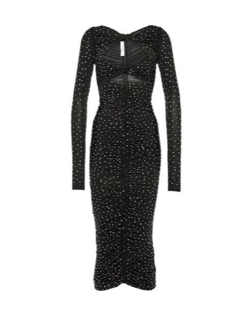 Alex Perry Black Crystal-Embellished Cutout Jersey Midi Dress
