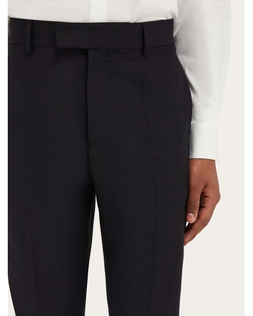 Ferragamo Black Flat Front Tailored Trouser for men