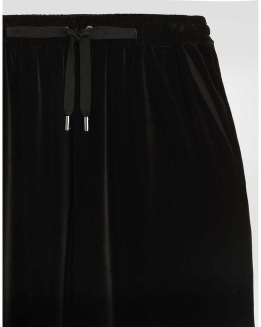 Dolce & Gabbana Black Straight Leg Velvet Trousers