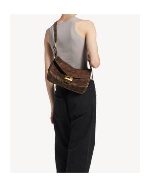 Balenciaga Brown Clicca Medium Shoulder Bag