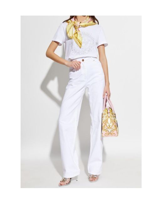 Versace White Medusa-Embellished Crewneck T-Shirt