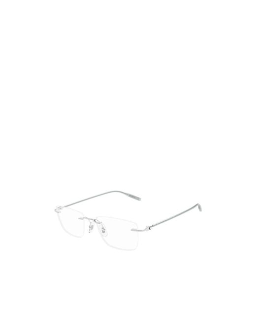 Montblanc White Eyewear Rectangle Frameless Glasses for men