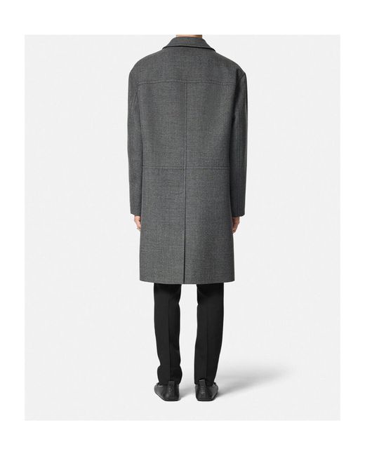 Versace Gray Single-Breasted Coat for men