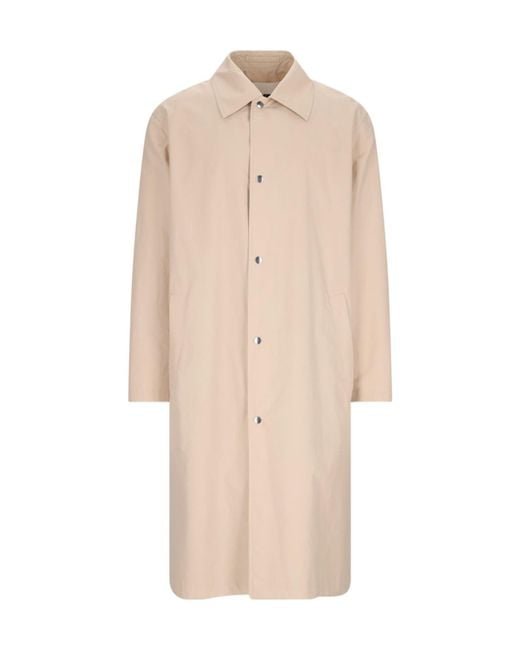 Jil Sander Natural Buttoned Long Coat for men