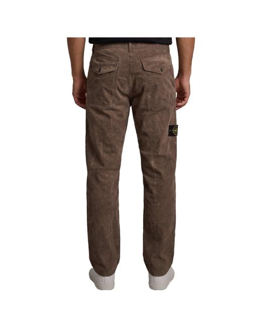 Stone Island Brown Casual Trousers With Belt Loops for men