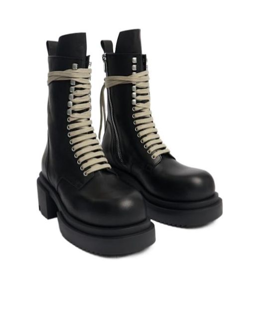 Rick Owens Black Lace-Up Leather Boots for men