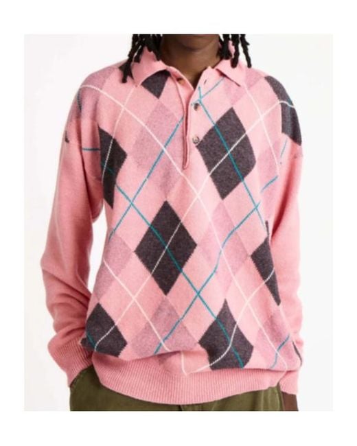 J.W. Anderson Pink Jw Anderson X Pringle Argyle Polo Top for men
