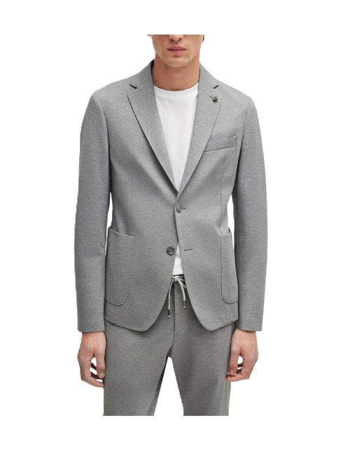 Boss Gray Single-Breasted Blazer for men