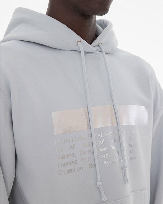 Helmut Lang Gray Logo-Print Cotton Hoodie for men