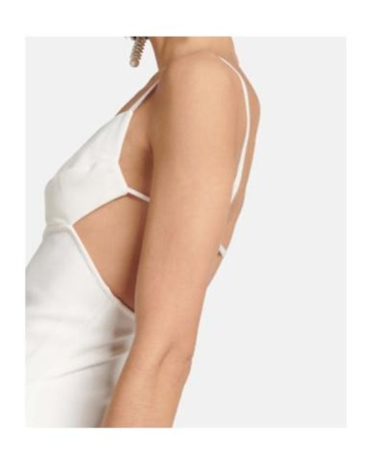 Nensi Dojaka White Bridal Cutout Crepe Gown