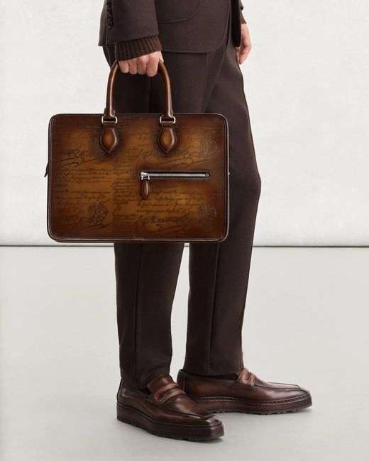 Berluti Brown Un Jour Mini Briefcase for men