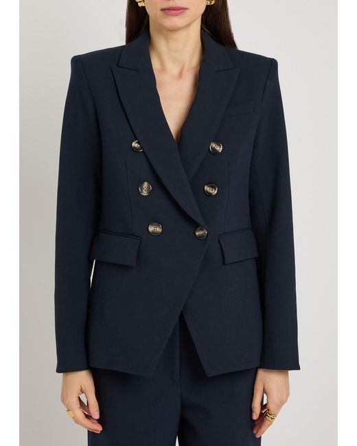Veronica Beard Blue Miller Dickey Horn Crepe Blazer