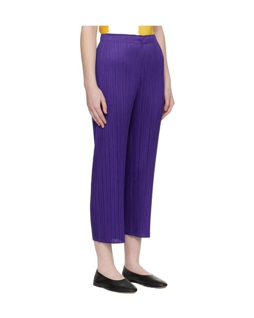 Pleats Please Issey Miyake Purple Pleated Casual Pants