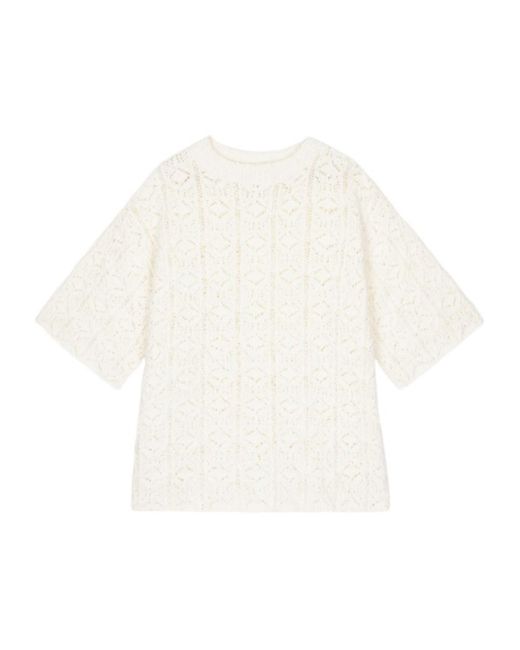 Loulou de Saison White Round-Neck Knitted Sweater
