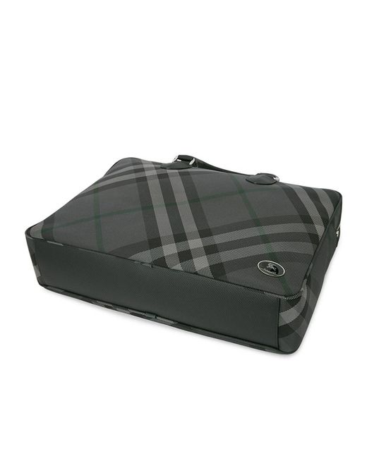 Burberry Black Grid Check Pattern Briefcase for men