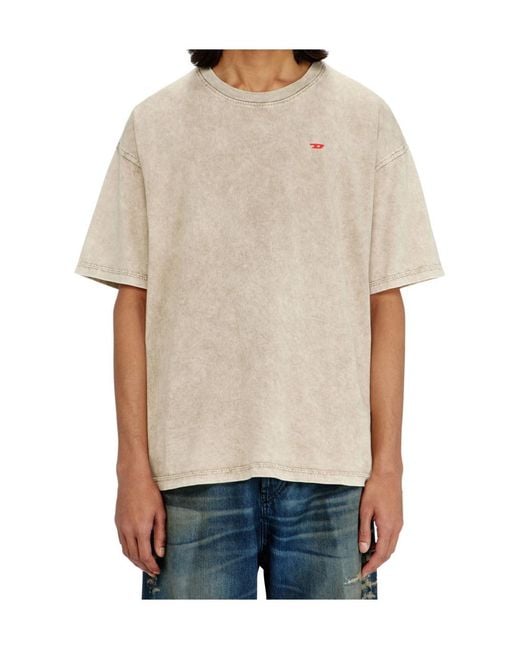 DIESEL White Logo-Patch Cotton T-Shirt for men